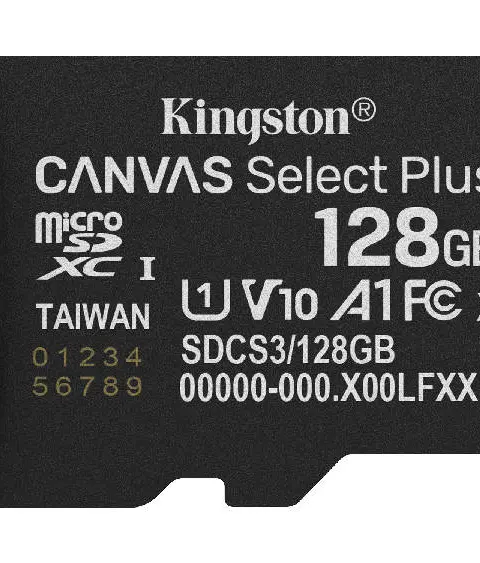 Kingston Technology 128GB micSDXC Canvas Select Plus Gen3 150R A1 Single Pack w/o ADP
