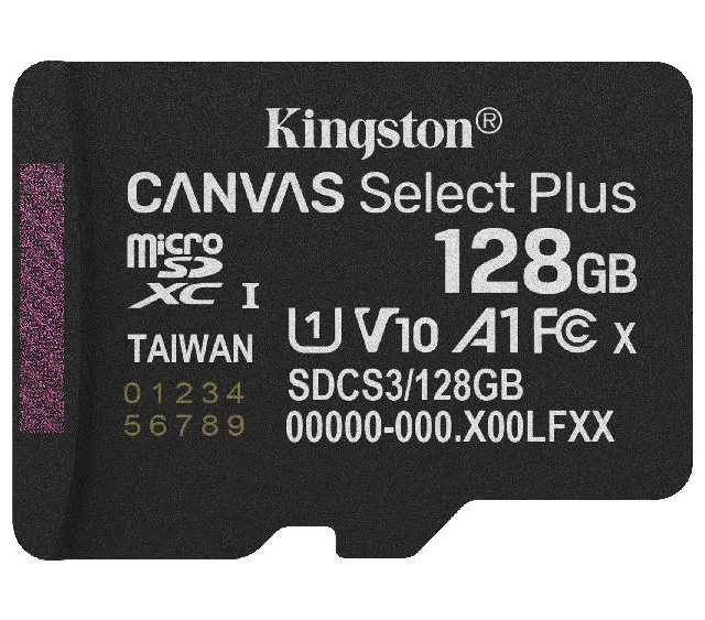 Kingston Technology 128GB micSDXC Canvas Select Plus Gen3 150R A1 Single Pack w/o ADP