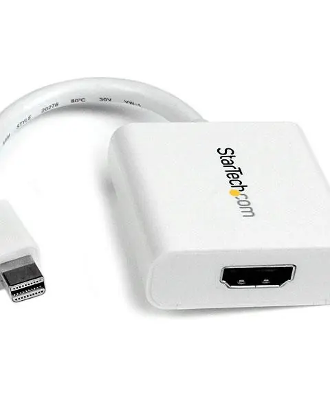 StarTech.com Mini DisplayPort to HDMI Adapter - mDP to HDMI Video Converter - 1080p - Mini DP or Thunderbolt 1/2 Mac/PC to HDMI Monitor/Display/TV - Passive mDP 1.2 to HDMI Dongle - White