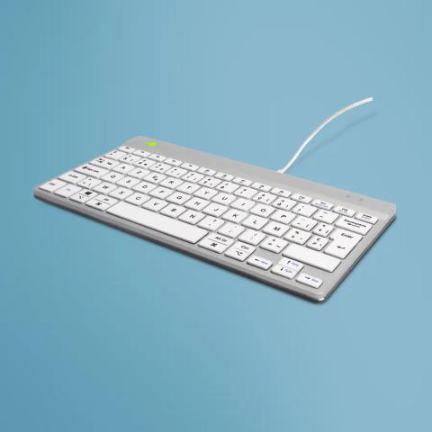R-Go Tools Ergonomic keyboard R-Go Compact Break, compact keyboard with break software, AZERTY (BE), wired, white