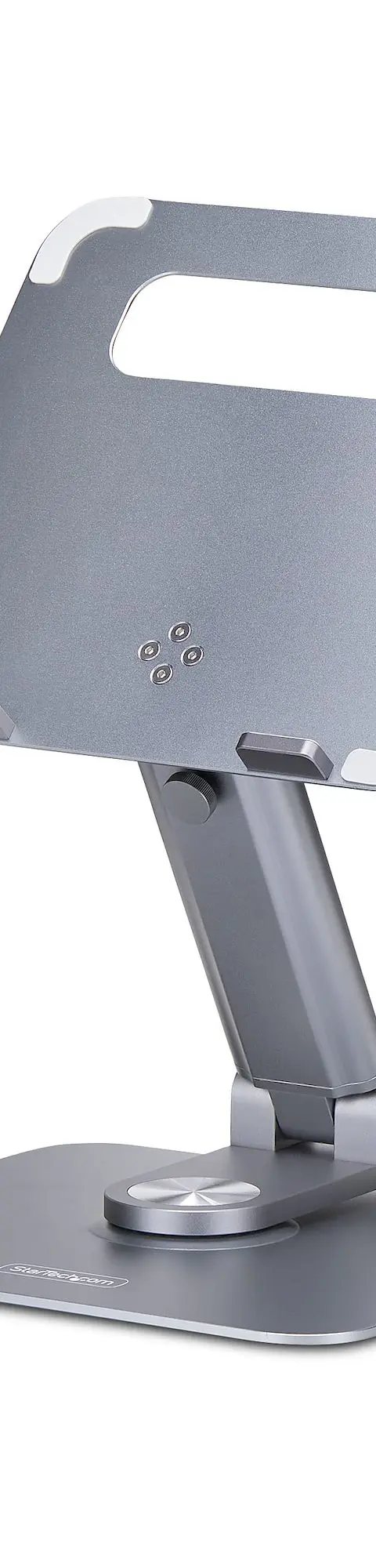 StarTech.com Telescopic Laptop Stand, 360 Swivel Base, Rotating Computer Riser for Desk, Adjustable Height and Tilt, Max 11lb/5kg, Aluminum Build, Portable Design