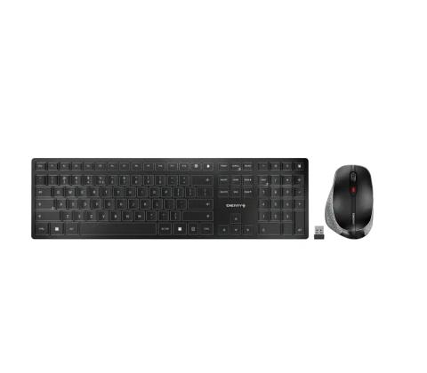 CHERRY DW 9500 SLIM keyboard Mouse included Universal RF Wireless + Bluetooth AZERTY Belgian Black, Grey