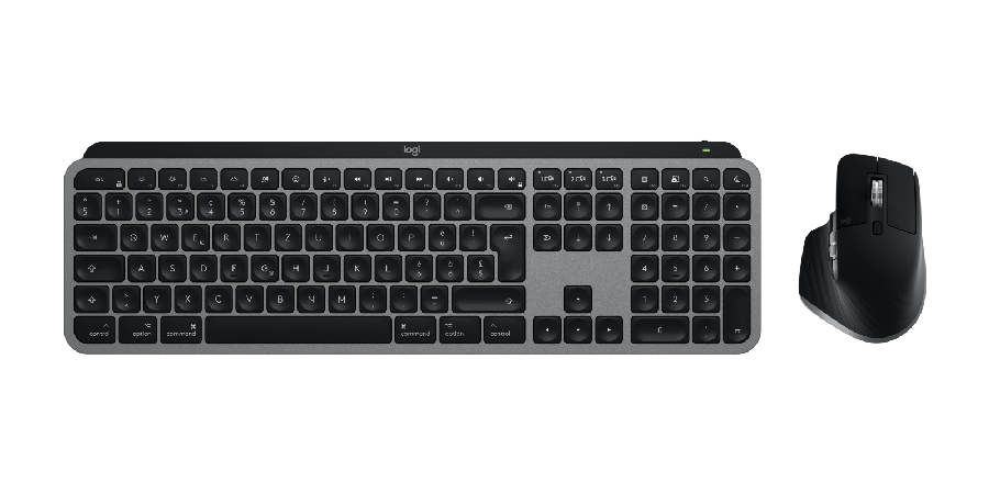 Logitech MX Keys S Combo for Mac keyboard Mouse included Home/Office RF Wireless + Bluetooth QWERTZ Swiss Aluminium, Black