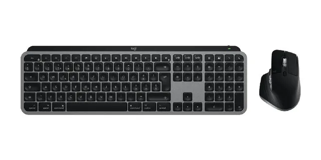 Logitech MX Keys S Combo for Mac keyboard Mouse included Home/Office RF Wireless + Bluetooth QWERTZ Swiss Aluminium, Black