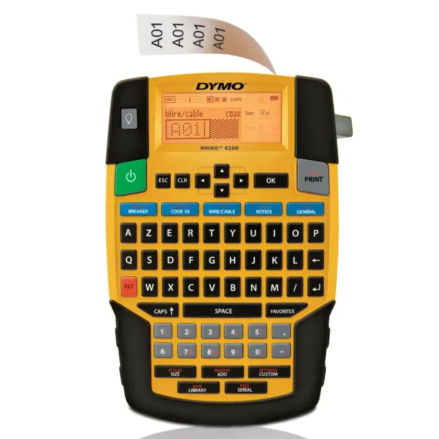 DYMO RHINO 4200 Industrial Label Maker | AZERTY Keyboard & Time-Saving Hot Keys | Durable Label Printer for Job Sites and Heavy-Duty Labelling Jobs