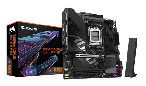 GIGABYTE B850M AORUS ELITE WIFI6E Motherboard - AMD Ryzen 9000 Series CPUs, 12+2+2 Phases Digital VRM, up to 8200MHz DDR5 (OC), 1xPCIe 5.0 + 1xPCIe 4.0 M.2, WIFI 6E, 2.5GbE LAN, USB 3.2 Gen 2