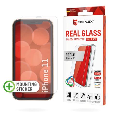 Displex Screen Protector (10H) + Case for Apple iPhone 11, Mounting Sticker, + Case, Tempered Glass, scratch resistant protective film