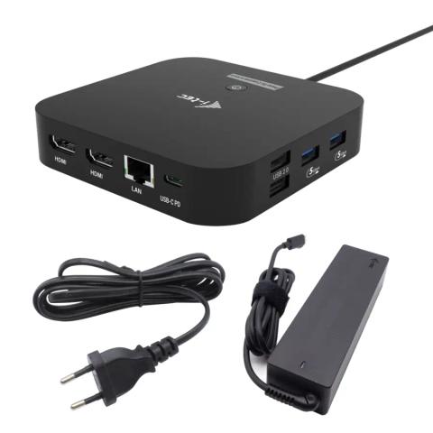 i-tec USB-C Dual HDMI Docking Station with Power Delivery 100 W + Universal Charger 100W Wired USB 3.2 Gen 2 (3.1 Gen 2) Type-C Black