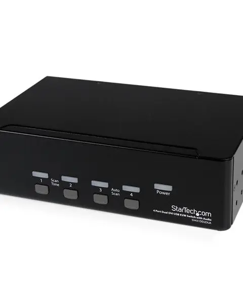 StarTech.com 4 Port Dual DVI USB KVM Switch with Audio & USB 2.0 Hub
