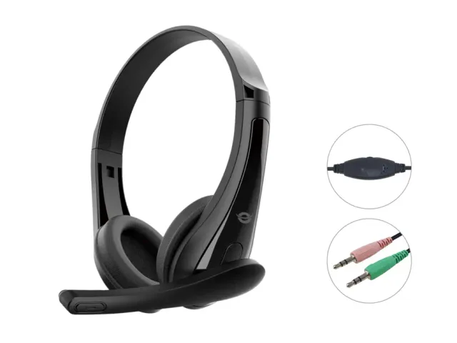 Conceptronic POLONA06B3T Stereo 3.5mm Headset, Noise Reduction Microphone