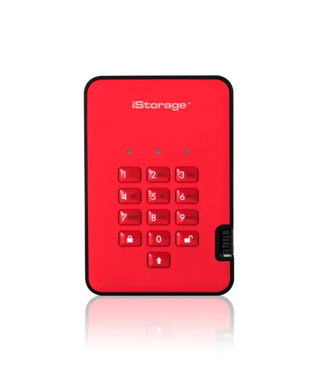 iStorage diskAshur² HDD 4TB Red | Secure Portable Hard Drive |AES-XTS 256-bit Hardware Encryption | PIN protected | OS & Platform Independent | TAA Compliant |Brute force hack defence | Dust/Water Resistant