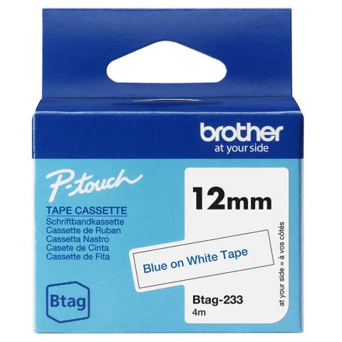 Brother BTAG-233 label-making tape Blue on white