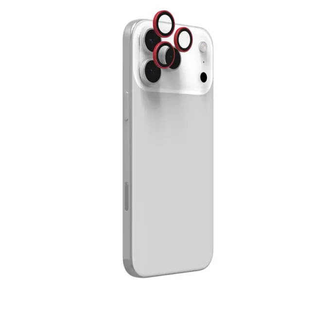 InvisibleShield Glass Elite (CameraRings) Lens Protection For Apple iPhone 17 Pro/17 Pro Max, 16 Pro/16 Pro Max/15 Pro/15 Pro Max Red