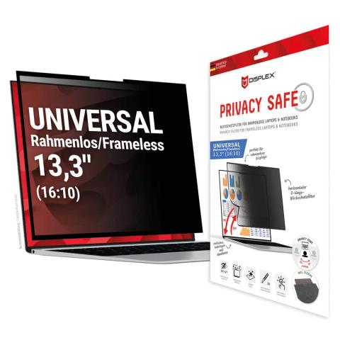 Displex PRIVACY SAFE removable 2-way privacy filter for Laptop/ Notebook (randlos/frameless) 13,3'' (16:10)