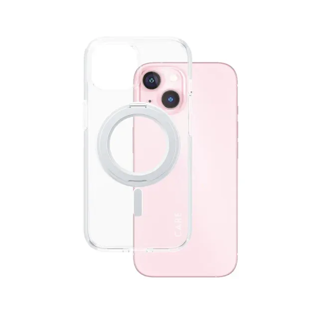 PanzerGlass CARE™ by ® Case Transparent w. Silver Kickstand & MagSafe iPhone 15