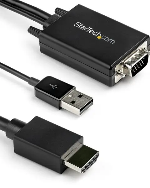StarTech.com 2m VGA to HDMI Converter Cable with USB Audio Support & Power - Analog to Digital Video Adapter Cable to connect a VGA PC to HDMI Display - 1080p Male to Male Monitor Cable