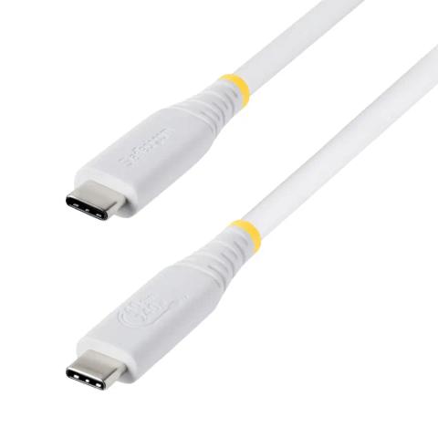 StarTech.com 50cm (1.6ft) USB4 Cable, 40Gbps, USB-IF Certified USB-C Cable, 240W PD, 8K 60Hz/4K 240Hz DP2.1 DP40, TPE Jacket, Thunderbolt 4 Compatible - White USB-C Cord