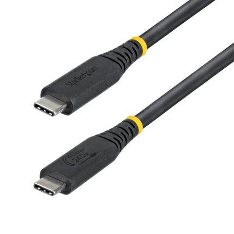 StarTech.com 50cm (1.6ft) USB4 Cable, 40Gbps, USB-IF Certified USB-C Cable, 240W PD, 8K 60Hz/4K 240Hz DP2.1 DP40, TPE Jacket, Thunderbolt 4 Compatible - Black USB-C Cord