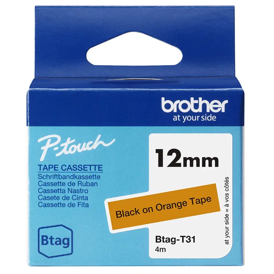 Brother BTAG-T31 label-making tape Black on orange