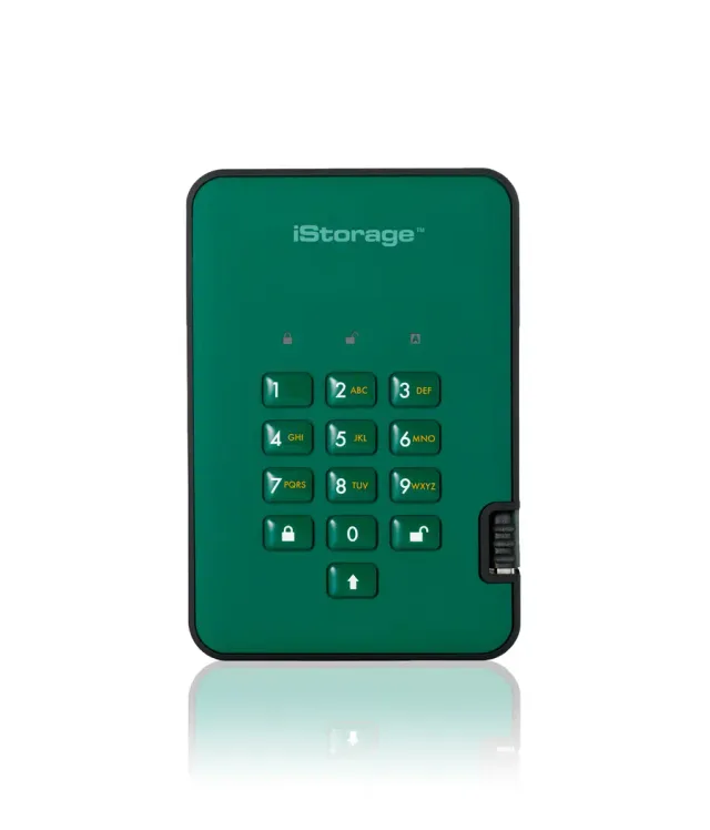 iStorage diskAshur² HDD 5TB Green | Secure Portable Hard Drive |AES-XTS 256-bit Hardware Encryption | PIN protected | OS & Platform Independent | TAA Compliant |Brute force hack defence | Dust/Water Resistant