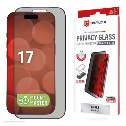 Displex Privacy Screen Protector (10H) for Apple iPhone 17, Privacy Filter