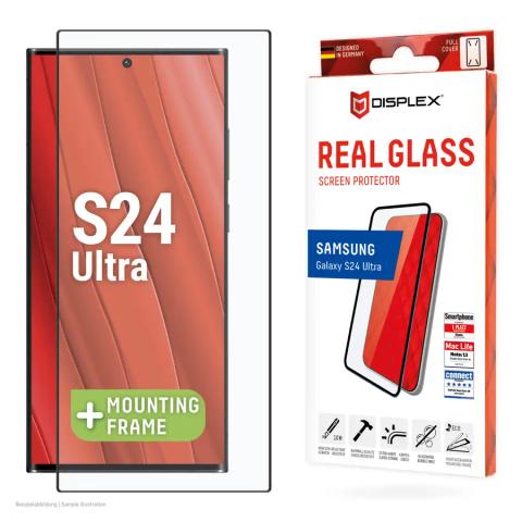 Displex Full Cover Screen Protector (10H) for Samsung Galaxy S24 Ultra, Eco Mounting Frame, Full Cover