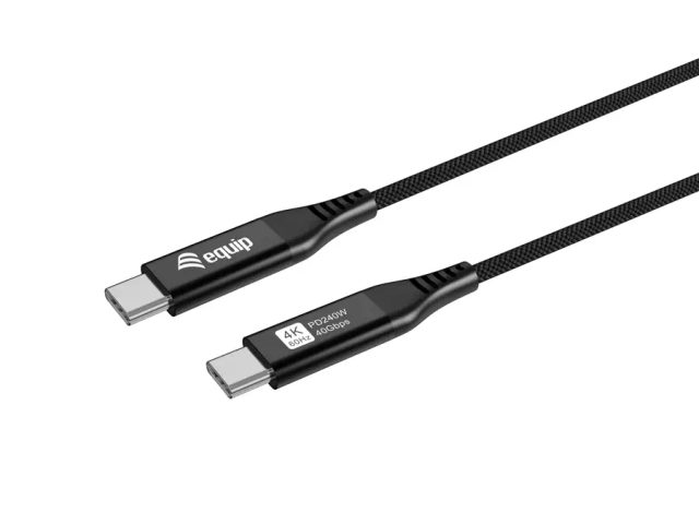 Equip USB 4 Ultra Slim C to C Cable, 1.2m, PD240W, 4K/60Hz, 40Gbps, Black