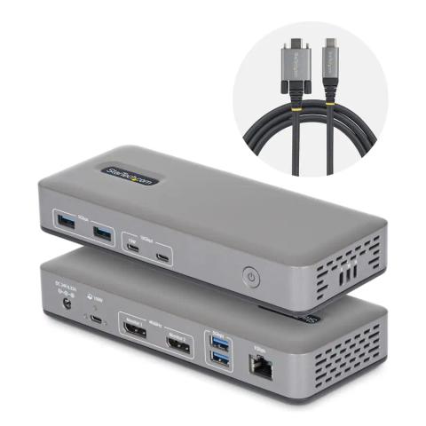 StarTech.com Dual-Monitor USB-C Docking Station, DisplayPort, 4K 60Hz, 100W Laptop Charging, 1GbE, Driverless, Multi-Monitor Dock For Windows