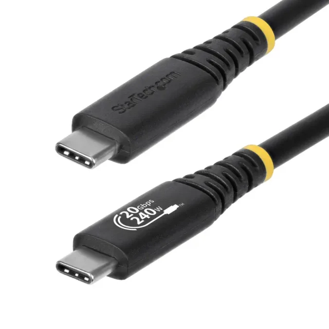 StarTech.com 2m (6ft) USB4 Cable, 20Gbps, USB-IF Certified USB-C Cable, 240W PD EPR, 4K 120Hz DP 1.4, TPE Jacket, Black USB-C Cord