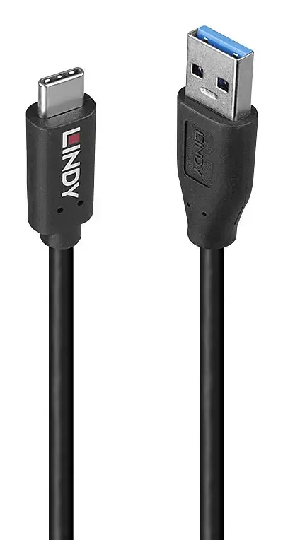 Lindy 36970 USB cable USB 3.2 Gen 2 (3.1 Gen 2) 0.5 m USB A USB C 10 Gbit/s 15 W Black