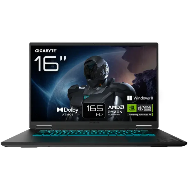 GIGABYTE GAMING A16 3VHK3DE894SH laptop AMD Ryzen™ 7 260 40.6 cm (16") WUXGA 16 GB DDR5-SDRAM 1 TB SSD NVIDIA GeForce RTX 5060 Wi-Fi 6E (802.11ax) Windows 11 Home Black