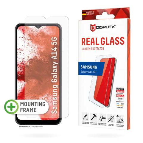 Displex Screen Protector (10H) for Samsung Galaxy A14 5G, Eco Mounting Frame, scratch resistant