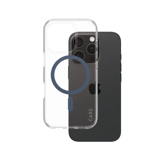 PanzerGlass CARE™ by ® Urban Combat Case Transparent w. Blue MagSafe iPhone 16 Pro