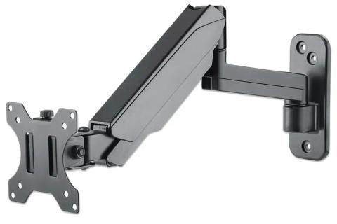 Manhattan Wall Mount for TV & Monitors (Spring Arm 3 pivots), For screens 17" to 32", VESA compatibility: 75x75mm and 100x100mm - check the dimensions of the four mounting holes on back of screen to ensure it fits, Max 8kg, Black, Bracket, Lifetime Warranty