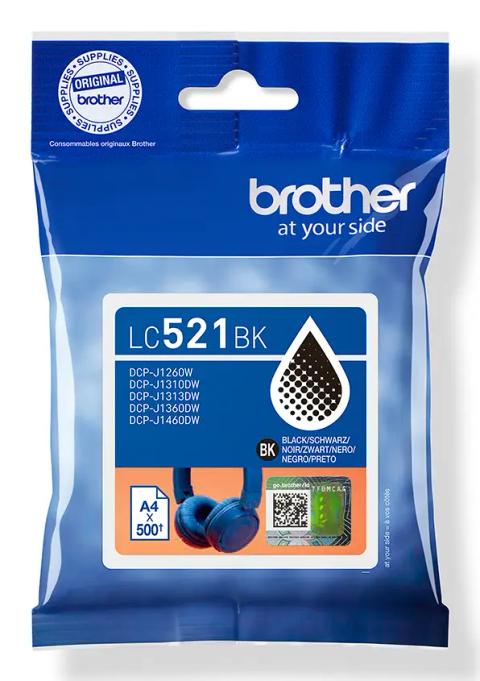 Brother LC521BK Genuine Ink Cartridge - Black