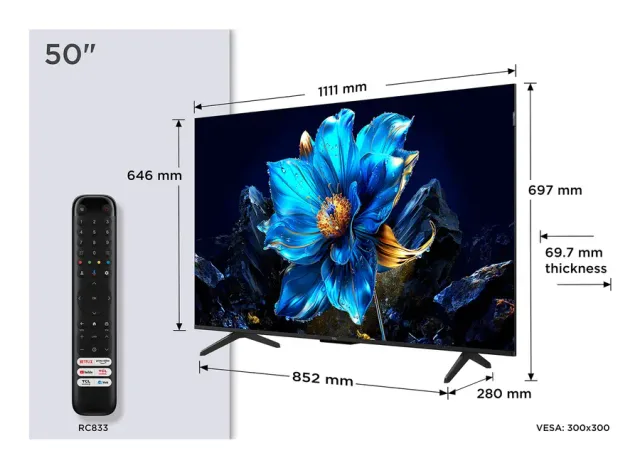 TCL P79K 50P79K TV 127 cm (50") 4K Ultra HD Smart TV Wi-Fi Metallic 430 cd/m²
