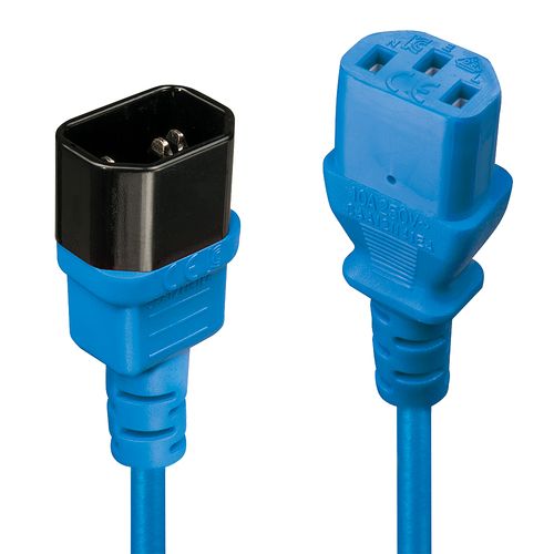 Lindy IEC C14 to C13 Extension Cable - 0.5m - Blue