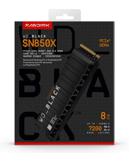 WD Black SN850X 8TB SSD Heatsink - POWERED BY SANDISK
