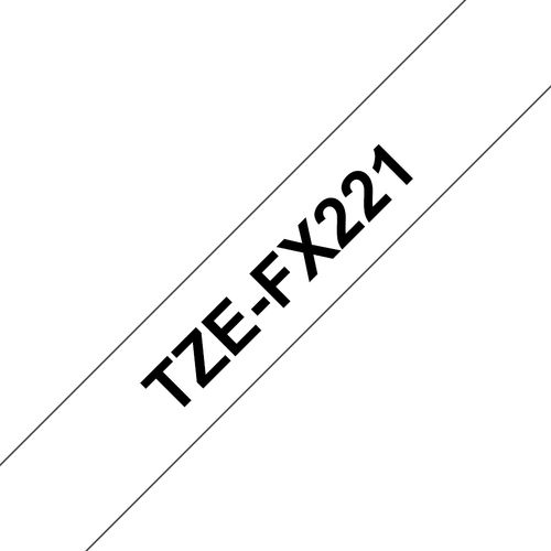 Brother TZE-FX221 Black on White Flexible Label Tape 9mm