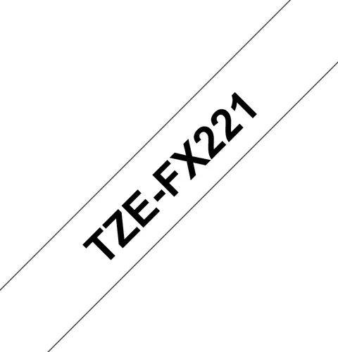Brother TZE-FX221 Black on White Flexible Label Tape 9mm