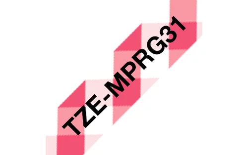 TZe-MPRG31 12mm Red Checkered on Black Laminated Tape