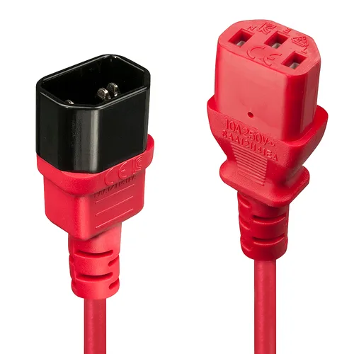 Lindy IEC Extension Cable C14 to C13 - 0.5m - Red