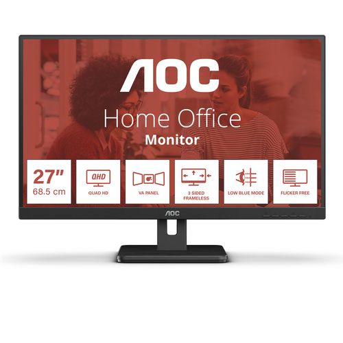 AOC Q27E3UAM Computer Monitor 68.6 Cm (27 ) 2560 X 1440 Pixels Quad HD Black