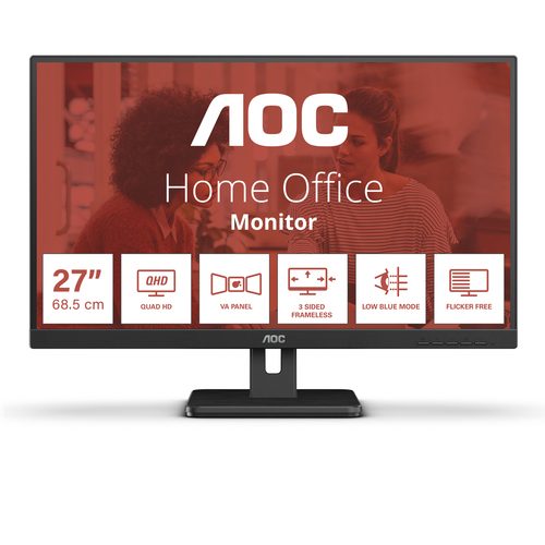 AOC Q27E3UAM Computer Monitor 68.6 Cm (27 ) 2560 X 1440 Pixels Quad HD Black