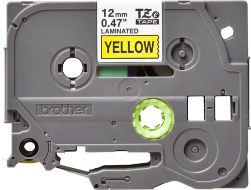 12mm Black On Yellow Laminated Label Tape - 8m