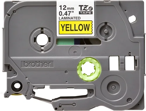 12mm Black On Yellow Laminated Label Tape - 8m