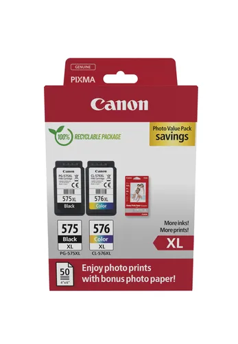 Canon Tinte PG-575XL/CL-576XL 5437C006 2er Multipack (BK/Color) Inkl. Fotopapier