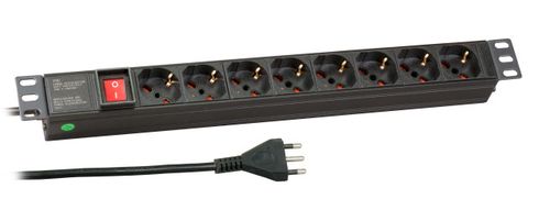 EFB 19" 1HE Steckdosenleiste 8 X IT Mit Switch Alu/Sw