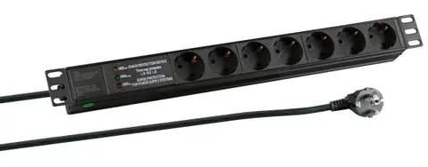 HE Steckdosenleiste 7 X CEE 7/3 Mit SS, Im Aluprofil, Black 19 1