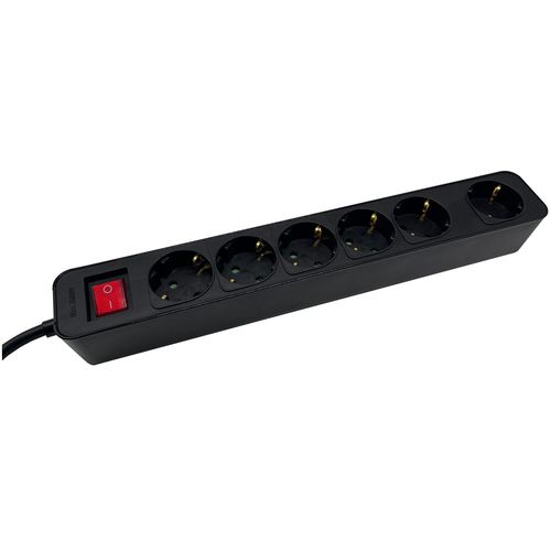 6-Socket Power Strip - 3M Black PVC